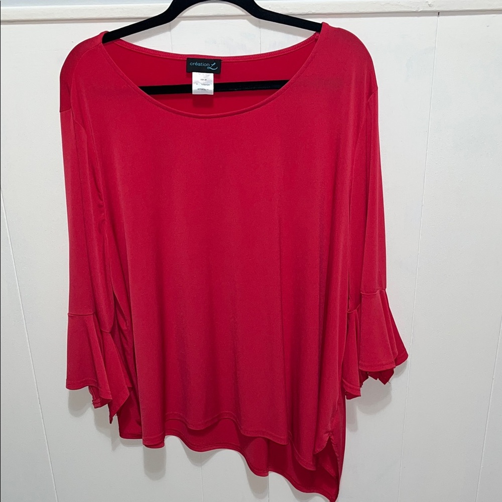 Creation L  Scarlet Blouse with Flared Sleeves size 20